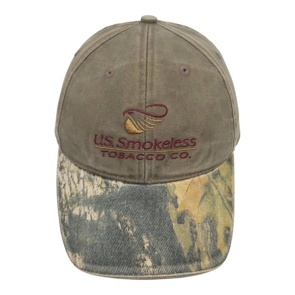 Mossy Oak Camo Brim Strapback Cap US Smokeless Tobacco Trucker Baseball Hat